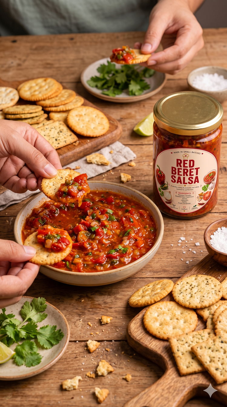 Red Beret Salsa serving idea